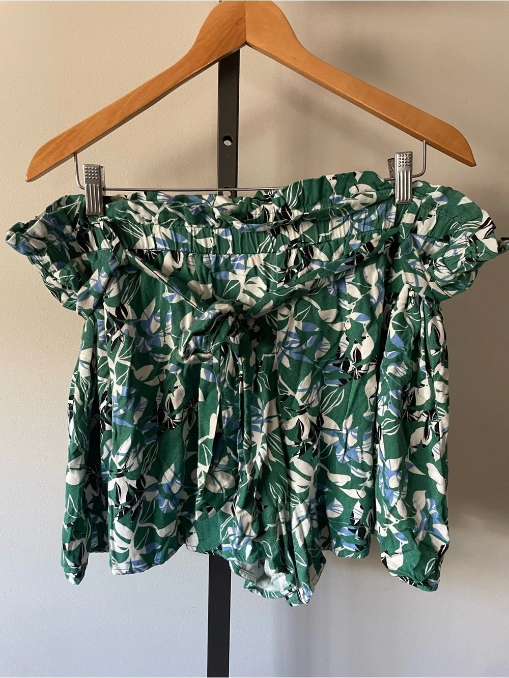 Eloquii Floral Shorts Flowy Waist Tie Green Botanical Plus Size 18 - Picture 1 of 6